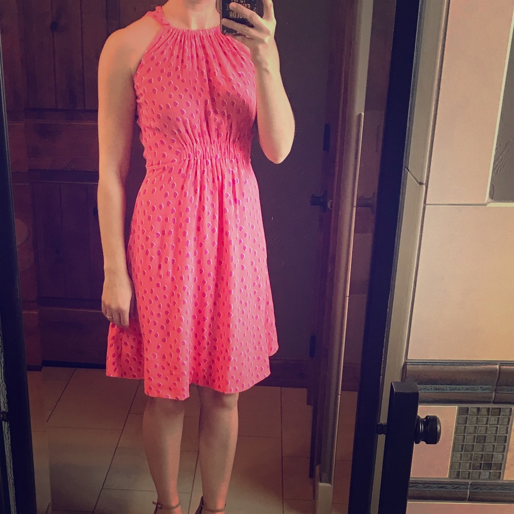 Kate Spade Leopard Tie Back Dress in Pink